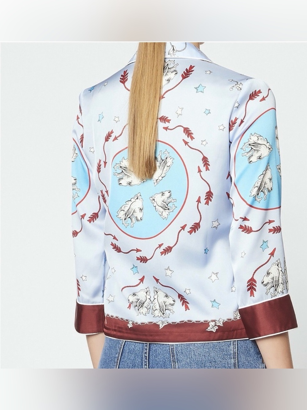 Sandro Paris Printed Pyjama -Style Satin Twill Shirt - Picture 13 of 13